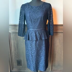 Adrianna Papell Navy Lace Peplum Dress size 10